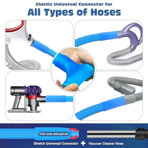 3 Pieces Dryer Vent Cleaner Kit: Vacuum Hose With Brush & Gloves Fits for Vacuums Cleaner, Refrigerator Condenser Coils, Tight Spaces Behind Appliances, Deep Cleaning Tools for Clogged Ducts-Blue - color: Blue(Complete Kit)