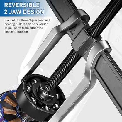 XIIW 4 Bearing Puller Kit 2'' 3'' 4'' 6'' with 2 Jaws Pulley Puller Tool Adjustable | Chrome Vanadium Steel Bearing Gear Puller Set Hand Remover Tool Pump Pulley Remover for Wheel, Motorcycle, Bearings, Gears - size: CR-V 2-Jaw Gear Puller 4'' 6'' 8''