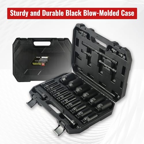 Reniteco 25-Piece 1/2" Drive Socket Set, SAE (3/8"- 1-1/2"), Deep Sockets, Extension Bars, 1/2" F to 3/8" M Reducer,3/8" F to 1/2" M Reducer, Universal Joint, 6 Point Design, Cr-V - size: 1/2" 25 PCS SAE