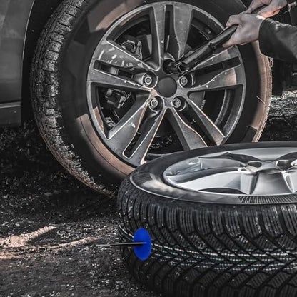 24 Pcs Tire Plug Patch Kit Automotive Tyre Repair Plug Patch Mushroom Nail 0.14' x 1.42', 0.22' x 1.82', 0.3' x 2.37' Wrapped Stems (8pcs Each) for Car Motorcycle Truck Bus, Agricultural Tyres