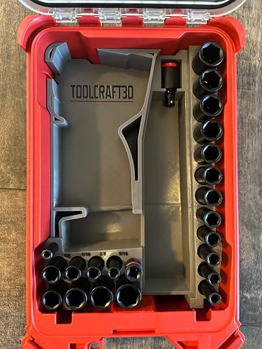 ToolCraft3d Design 3d Printed Insert Designed for Milwaukee Packout Organizer and Gen2 M12 Stubby 3/8" Impact (Insert Only) (Red) - color: Red