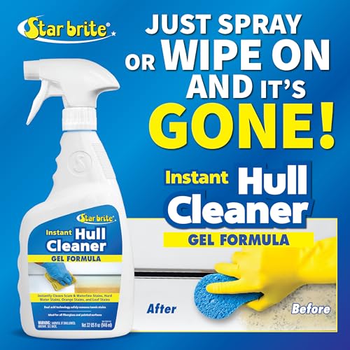 STAR BRITE Instant Hull Cleaner - 32 Oz Gel Spray - Easily Remove Stains,Scum Lines & Grime on Boat Hulls,Fiberglass,Plastic & Painted Surfaces - Easy to Use Formula (096132),(Pack of 2) - size: 32 Fl Oz (Pack of 2)