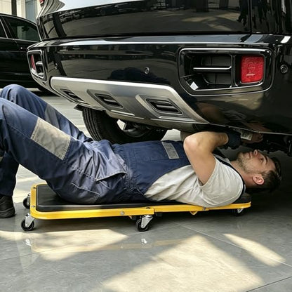 YELLOW JACKET Garage Creeper Seat, 2-in-1 Mechanic Creeper, 36 Inches Foldable Z Garage Seat with 6 PCS Wheels, 330 LBS Capacity Rolling Automotive Creeper Lay Down or Sit for Shop, Auto Repair