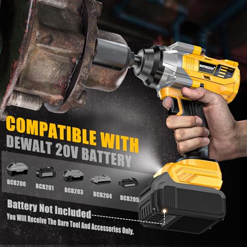 NATBEESY Cordless Impact Wrench Compatible with DeWalt 20V Battery: 1/2 Inch Hog Ring Impact Driver - High Torque - 1360N.m/1000Ft-lbs Cordless Impact Gun - Brushless Motor with LED Light - Tool Only - style: 1360N.M