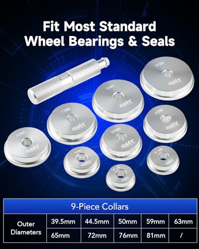 Orion Motor Tech Bearing Press Kit, 10pc Bearing Race and Seal Driver Set with Seal Driver and 9 Bearing Adapters, Seal Installer Bearing Driver Kit for Bearing Installation - size: 39.5 to 81 mm