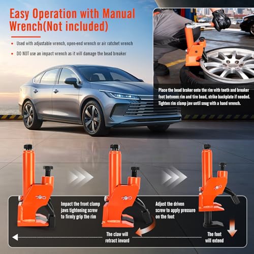 KAKO Tire Bead Breaker Tool for 38"-42" Tires, Hub-Safe Manual Tire Bead Breaker with Rubber Pad, Heavy Duty Tire Temoval Tool for ATVs, UTVs, Tractors, Trucks, Cars Tire Changer