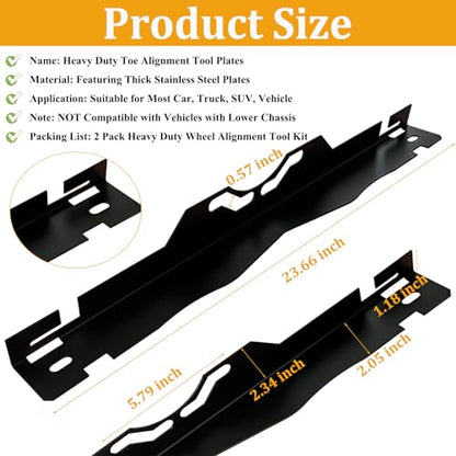 2PCS Wheel Alignment Tools, Accurate Camber Toe Alignment Measurements Plates Kit for Automative Car, Heavy Duty Stainless Steel DIY Align Measuring Tool Hanging Holes for Most Vehicles, Easy Mounted