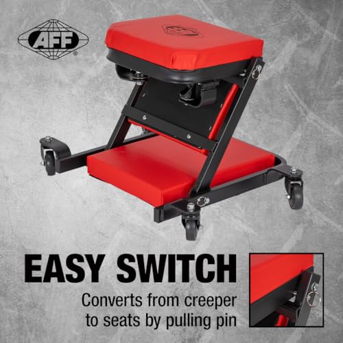 AFF 3-Way Mechanic Creeper & Shop Stool - Heavy Duty Low Profile Seat with Backrest Converts to Creeper & Garage Stool - for Garage & Shop Use - style: 3-Way Creeper Seat
