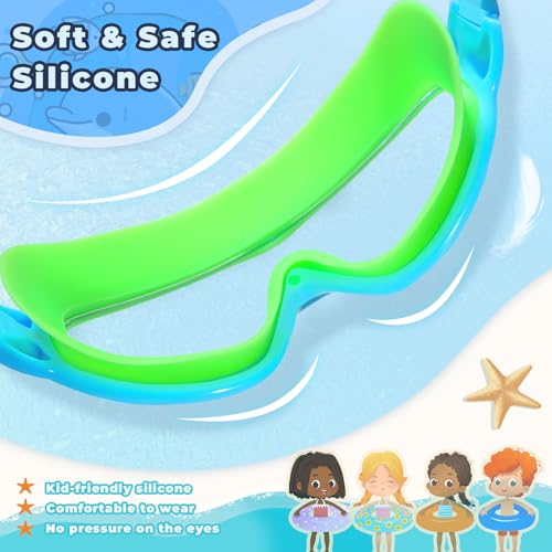 Keary 2 Pack Kids Swim Goggles for 3-15 UV Protection Anti-Fog Pool Water Swimming Goggles for Boys Girls Youth Toddler - color: Orange & Green