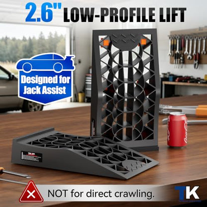 2.6" Lift Low Profile Car Ramps, Compact Tire Leveling Blocks for Low Chassis Sports Cars to Fit Floor Jack, Jack Assist - size: Low Profile