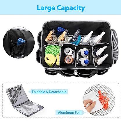 HODRANT Extra-large Wearable Cleaning Caddy with Pad, Handle & Divider | Cleaning Organizer Bag for Clean Products, Housekeeper Tote Car Wash Tools Bag for Detailing Supplies, Bag Only, Gray Edge - color: Black with gray edge