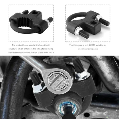 Inner Tie Rod Removal Tool, 3/8 Inch Alloy Steel Tie Rod End Wrench with Non-Slip Teeth, Inner Low Profile U-Wrench for Vehicle Chassis Rocker Removal or Installation