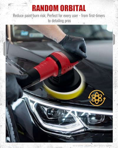 AVID POWER 6 Inch Dual Action Car Buffer Polisher, 6 Variable Speed 2000-6400RPM, Random Orbital Buffer and Polisher Kit bundle with 5PCS Buffing Pads