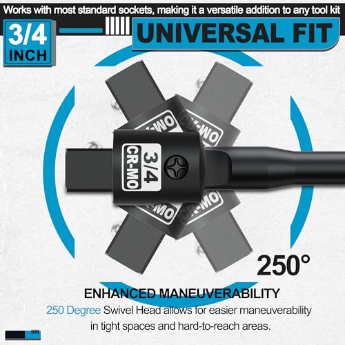 3/4” Drive 41 Inch Breaker Bar, Heavy Duty Head, Premium Chromium-Molybdenum Steel, Laser Etched Marking, for Vehicle Maintenance and Repair, DIY Processing Manufacturing - size: 3/4" 41-inch