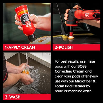 Griot's Garage 1" BOSS Correcting Foam Pads for Car Polishing, Buffing, Detailing and Light to Moderate Auto Paint Correction, Durable, Machine-Washable, Pack of 6 - size: 1" Pads (Set of 6)