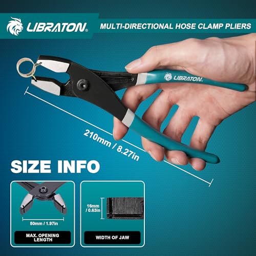 Libraton Multi-Directional Hose Clamp Pliers, Hose Clamp Removal Tool Automotive Repair Plier for Fuel Lines Brake Line, Radiator Coolant Hose Clamp Pliers, Flexible Spring Hose Clamp Tool