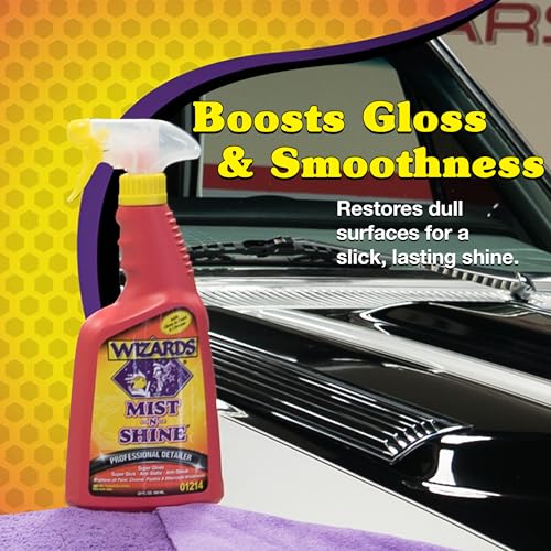 Wizards Mist-N-Shine Professional Car Detailing Spray - Quick Detailer Spray for Cars, Show-Car Gloss, Streak-Free Finish on Paint, Chrome, Glass and Plastic Trim, Wax-Free Formula - 22 oz - size: 22 Fl Oz (Pack of 1)