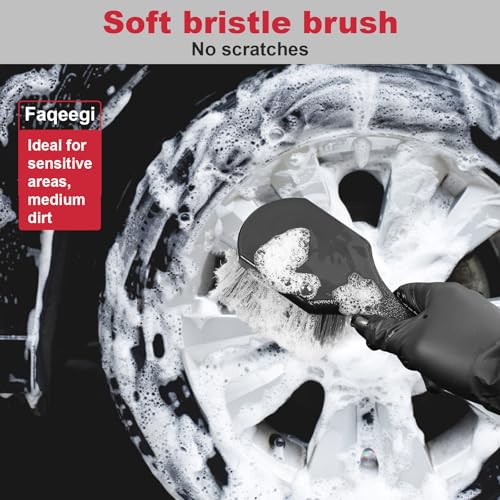 4PCS Wheel Detailing Kit Metal-Free Dual Hardness Towel Care Gift | Scratch-safe metal-free rim brush, dual tire brushes, lint towel, compact portable, brake dust cleaner, DIY & shop gift - color: 4