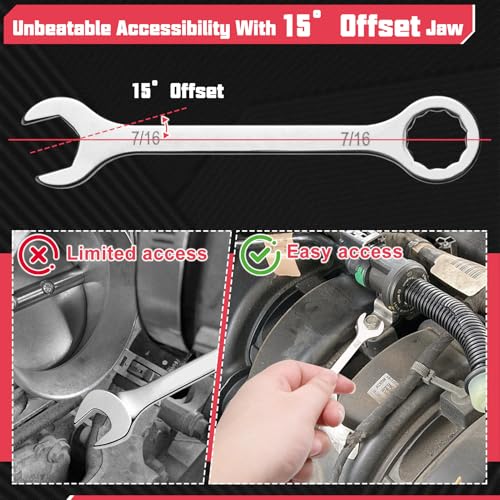 10PCS Super-Thin Mini Wrench Set Standard SAE 5/32"-7/16" Ultra-Slim Ignition Wrenches Open End and Box End Combination Wrench Set for Tight Spaces, Circle Ring, Gate Clip in Pouch - size: Ultra-Thin SAE