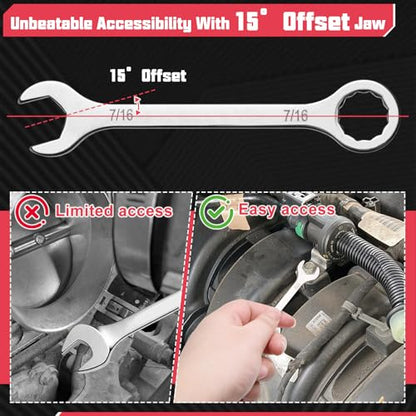 10PCS Super-Thin Mini Wrench Set Standard SAE 5/32"-7/16" Ultra-Slim Ignition Wrenches Open End and Box End Combination Wrench Set for Tight Spaces, Circle Ring, Gate Clip in Pouch - size: Ultra-Thin SAE