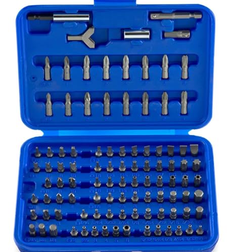 NEIKO 10048A Security Bit Set 100-Piece Set Cr-V Steel 1/4-inch Adapters Phillips Slotted Hex Torx Star Tamperproof Pozi Square Spanner Torque Tri-Wing Clutch Spline Wing Nut, Security Torx Bit Set - size: Screwdriver Bit, style: Security