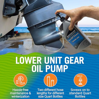 Lower Unit Gear Oil Pump, Quart Bottle Lube Transfer, Marine Transmission Fluid, Rear Differential Service, Boat Winterizing Kit