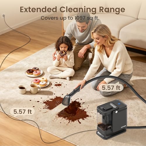 Handheld Spot Carpet Cleaner, 18Kpa Portable Deep Upholstery Stain Remover Machine, Lightweight Fabric Spot Cleaner for Household Sofa, Mattress, Car Seat, Rug Spills & Stains - color: Black