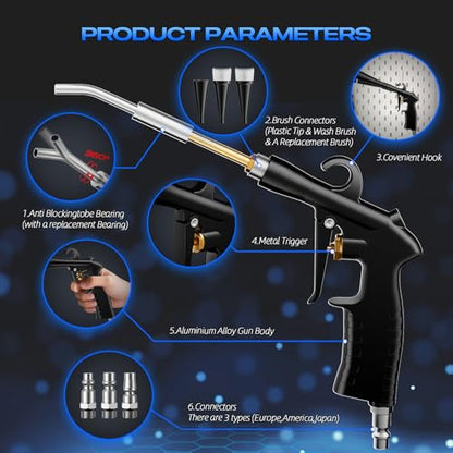 Detailing Car Cleaning Gun Interior Dryer Air Blow Gun, High Pressure Blower Gun, Car Detailing Tools for Quickly Blowing Out Dirt and DustWorking with Air - color: Silver
