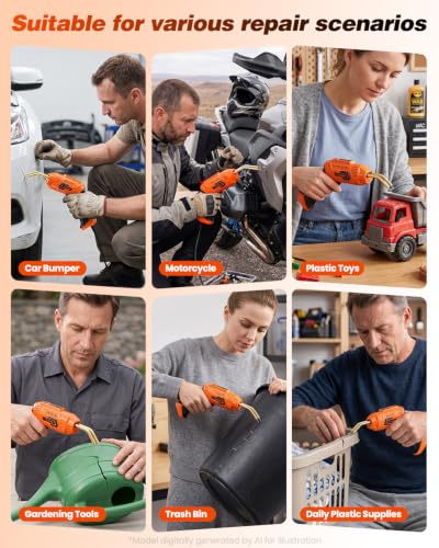 Saker Cordless Plastic Welder Kit | 3 Temperature Modes USB-C Fast Charge | Cordless Freedom, Auto Shut-Off, 3s Rapid Heating, Overheat Protection, Ideal for Auto Bumper & Home Plastic Repair