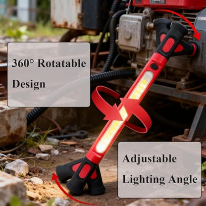 Rechargeable Magnetic LED Work Light Bar - Under Hood Light for Auto Repair, Garage & Detailing, Cordless Portable Trouble Light with Strong Magnet & Hanging Hook