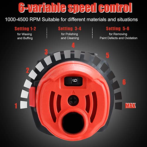AOBEN Car Buffer Polisher,6 inch Dual Action Polisher,Random Buffer Polisher kit with 6 Variable Speed 1000-4500rpm,Detachable Handle,4 Buffing Pads for Car detailing Polishing and Waxing (Pack of 2) - size: AT3501-7 (Pack of 2)