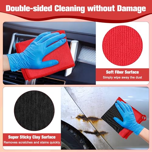 1 Pack Clay Towel 12 x 12 Inch, Red Clay Bar Towel for Detailing | Clay Decontamination Towel for Car Paint, Reusable Synthetic Clay Bar Towel for Smooth Washing - color: Red
