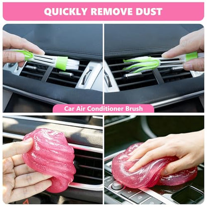 Windshield Cleaning Tool, 13PCS Car Detailing Kit Interior Cleaner, Car Window Cleaner with Extendable Handle, Car Interior Cleaning Kit with Detailing Brushes for Women Men (Pink) - color: pink
