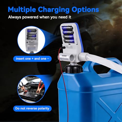SINCEHOLY Electric Fuel Transfer Pump with Auto-Stop, 3.2 GPM Electric Gas Can Pumps, Battery/12V DC Powered, 4 Size Adapters, Leak-Proof Gasoline Diesel Kerosene Siphon Pump for Cars, Mowers, Boats