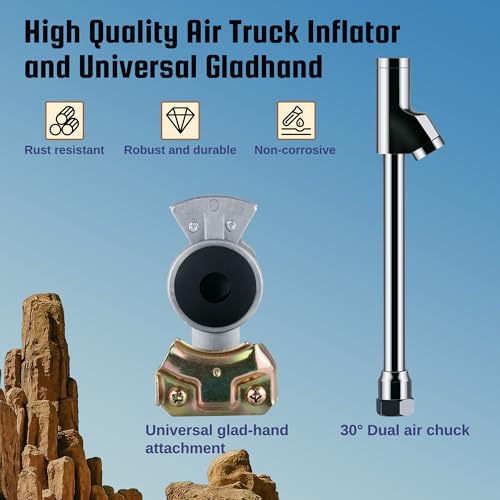 Truck Tire Inflator Kit, 3/8” x 50FT Hybrid Air Hose with 1/4" Chuck and 1/2" NPT Universal Gladhand Connection - color: Red