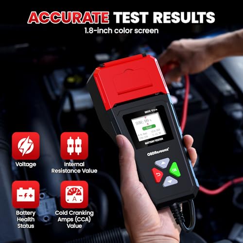 OBDResource BM550 Ultra Car Battery Tester with Printer 100-2000 CCA Load Capacity for 6V 12V 24V Batteries,Automotive Digital Battery Analyzer for Truck, Boat, RV, Marine Vehicle and More - color: black with printer
