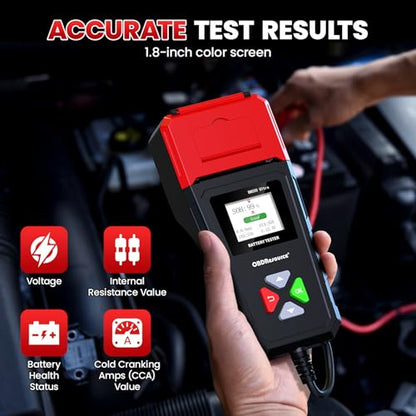 OBDResource BM550 Ultra Car Battery Tester with Printer 100-2000 CCA Load Capacity for 6V 12V 24V Batteries,Automotive Digital Battery Analyzer for Truck, Boat, RV, Marine Vehicle and More - color: black with printer