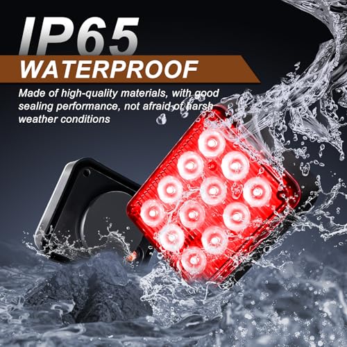 2PCS Magnetic Red Strobe Lights, Emergency Flashing Hazard Lights for Trucks Cars Vehicles, Safety Caution Beacon Rechargeable Battery Powered Wireless Warning 12 Led Light - color: Red