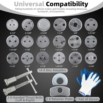 8MILELAKE 24pcs Disc Brake Caliper Compression Wind Back Tool Kit, Heavy Duty Brake Piston Caliper Compression Tool Set for Brake Pad Replacement