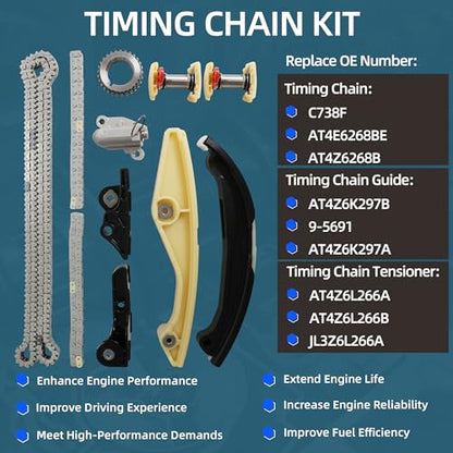 Timing Chain Kit with Water Pump & Camshaft Holding Tool with Timing Alignment Holder Tool Kit For Ford Edge Explorer Flex Taurus Mustang Lincoln MKS MKX 3.5L 3.7L V6 2011-2019 BL3Z-6268-A 303-1248