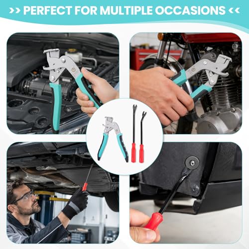 Car Clip Pliers, Panel Clip Removal Tool with 2Pcs Stainless Steel Fastener Remover for Disassembling Automotive Interior, Door Panel Dashboard, Buckles, Plastic Trim Clips, Rivets - color: 1set