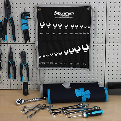 DURATECH 52-Piece Combination Wrench Set, 32 PCS Combo & 20 PCS Stubby, SAE & Metric, CR-V Steel, with Rolling Pouch - size: 52-Piece