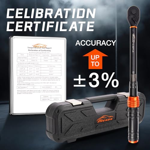 1/2-Inch Drive Click Torque Wrench, 10-180 Ft-Lb/13.6-244.0 Nm, Dual-Direction 72-Tooth Ratchet, ±3% Precision with Dual Scale Torque Wrenches for Bike, Motorcycle & Car - size: 1/2”DR 「10-180 FT-LB」