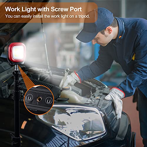 COB LED Work Light, 42 LEDs 1000 Lumens Rechargeable Portable Magnetic Flashlight Inspection Light for Car Repair, Camping, Emergency & Job Site Lighting-2400mAh (1 PCS) - color: Red