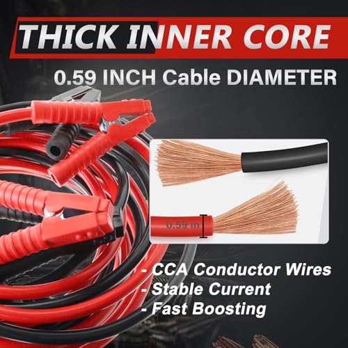 iMeshbean 2/0 Gauge 20FT Jumper Cables, Commercial Grade Automotive Booster Cables for Jump Starting Dead or Weak Batteries, Heavy Duty Booster Cable for Car Van Truck,with Storage Bag - size: 2/0 Gauge - 20FT