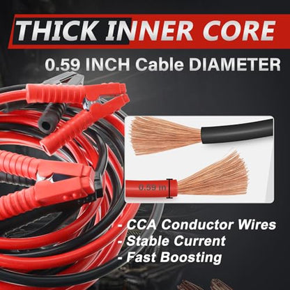 iMeshbean 2/0 Gauge 20FT Jumper Cables, Commercial Grade Automotive Booster Cables for Jump Starting Dead or Weak Batteries, Heavy Duty Booster Cable for Car Van Truck,with Storage Bag - size: 2/0 Gauge - 20FT