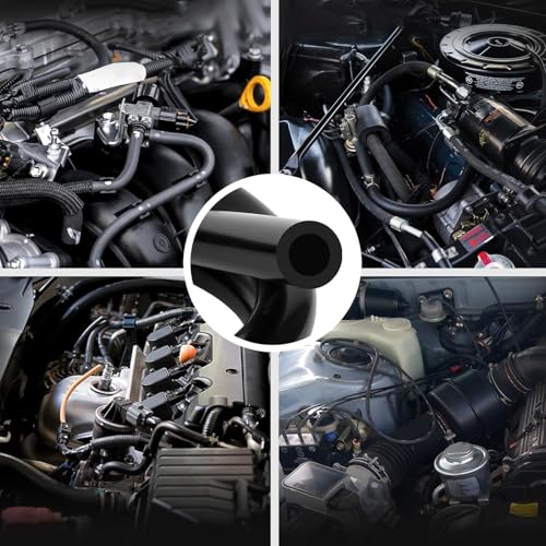 Silicone Vacuum Tubing Hose 10 FT 6PCS, 1/8" 5/32" 3/16" 1/4" 5/16" 3/8" ID High Performance 130PSI, Engine Automotive Vacuum Silicone Hose Line Kits - size: 1/8" 5/32" 3/16" 1/4" 5/16" 3/8" -10FT