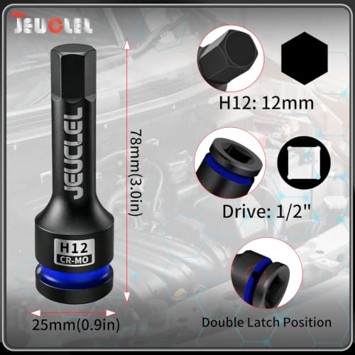 12mm Hex Impact Bit Socket, H12 1/2" Drive Allen Socket, Cr-Mo | 3-Inch, Lengthen Hex Screwdriver Adapter for Electric Ratchet Wrenches Fastening Screws, Socket Wrench, Head Drill - size: 1PC | H12 12MM