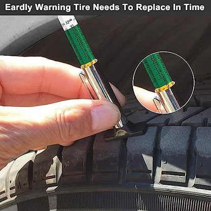 Tire Tread Depth Measuring - InstrumentSmart Color Coded Tire Tread Depth Gauge ，Trucks, SUVs & Motorcycles, Portable Tread Checker with Pocket Clip for Pre-Trip Inspections