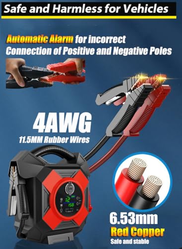 DM1264 Semi Truck Jump Starter Heavy Duty, 12V, 30000A Peak, -40°F Cold Weather Workable, Jump Pack Battery Booster for Big Rig, Heavy-Duty Diesel or Gasoline Engines Up to 50L, Class 8 - color: red